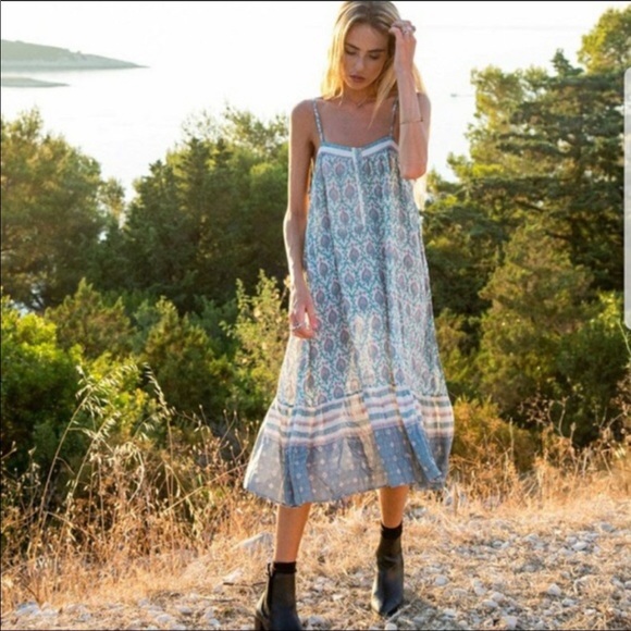 knee length dresses for ladies Baltic Born Womens Spell Boho Midi Dress | Blue Floral